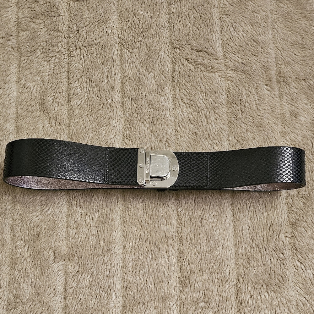 Michael Michael Kors Genuine Leather Snakeskin Print Belt With Silver Hardware